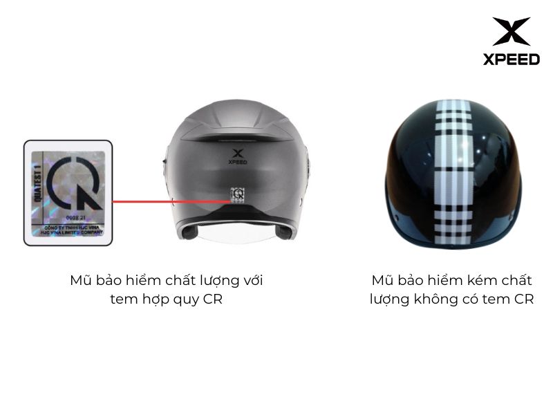 Phân biệt mũ bảo hiểm đạt chất lượng và không đạt chất lượng
